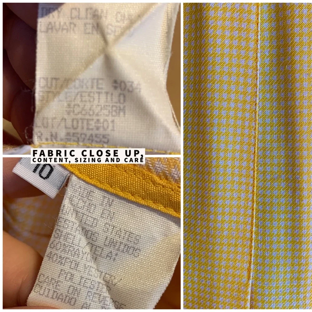 VINTAGE 1980'S YELLOW AND WHITE GINGHAM PRINT PLEATED A-LINE SKIRT (10)